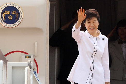La présidente de la République de Corée arrive à Beijing pour une visite d'Etat